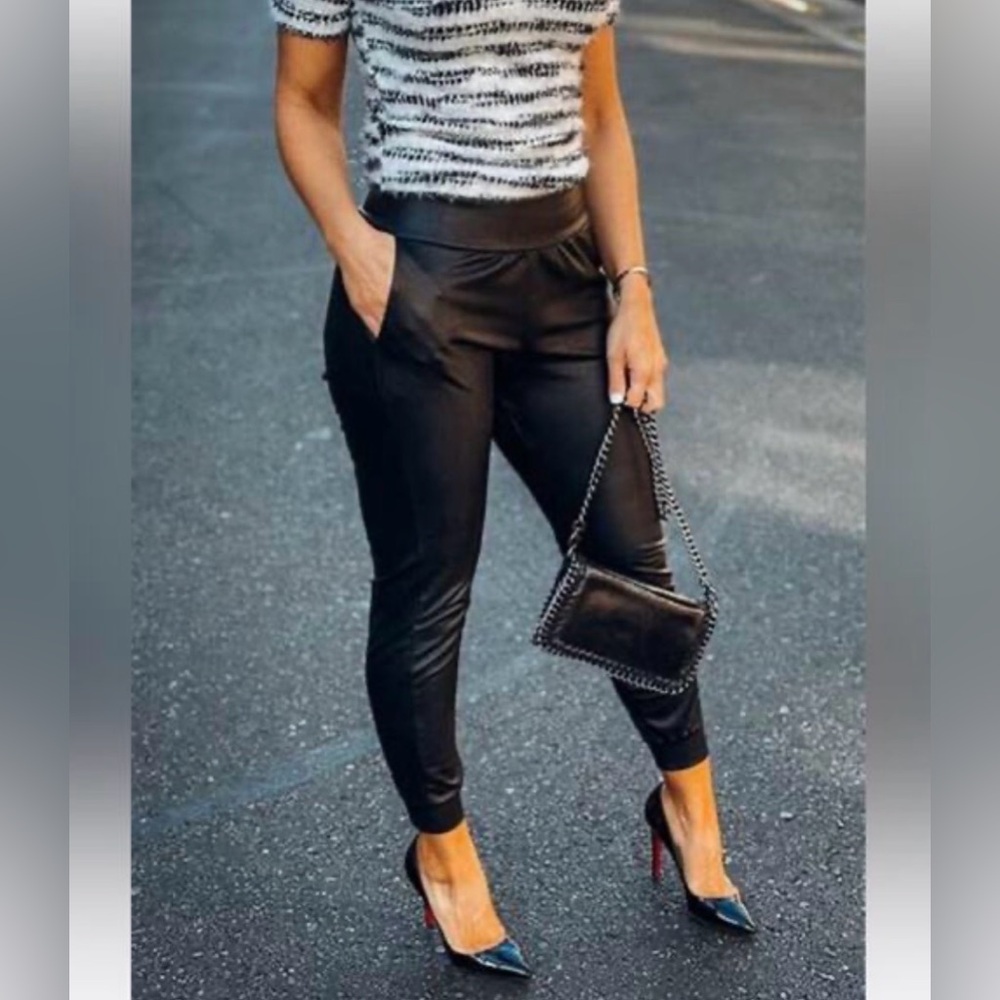 Commando Faux Leather Joggers Black Size Small